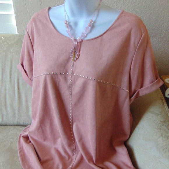 Rae Republic Dusty Rose Suede Look Blouse Size  XL - Picture 1 of 8